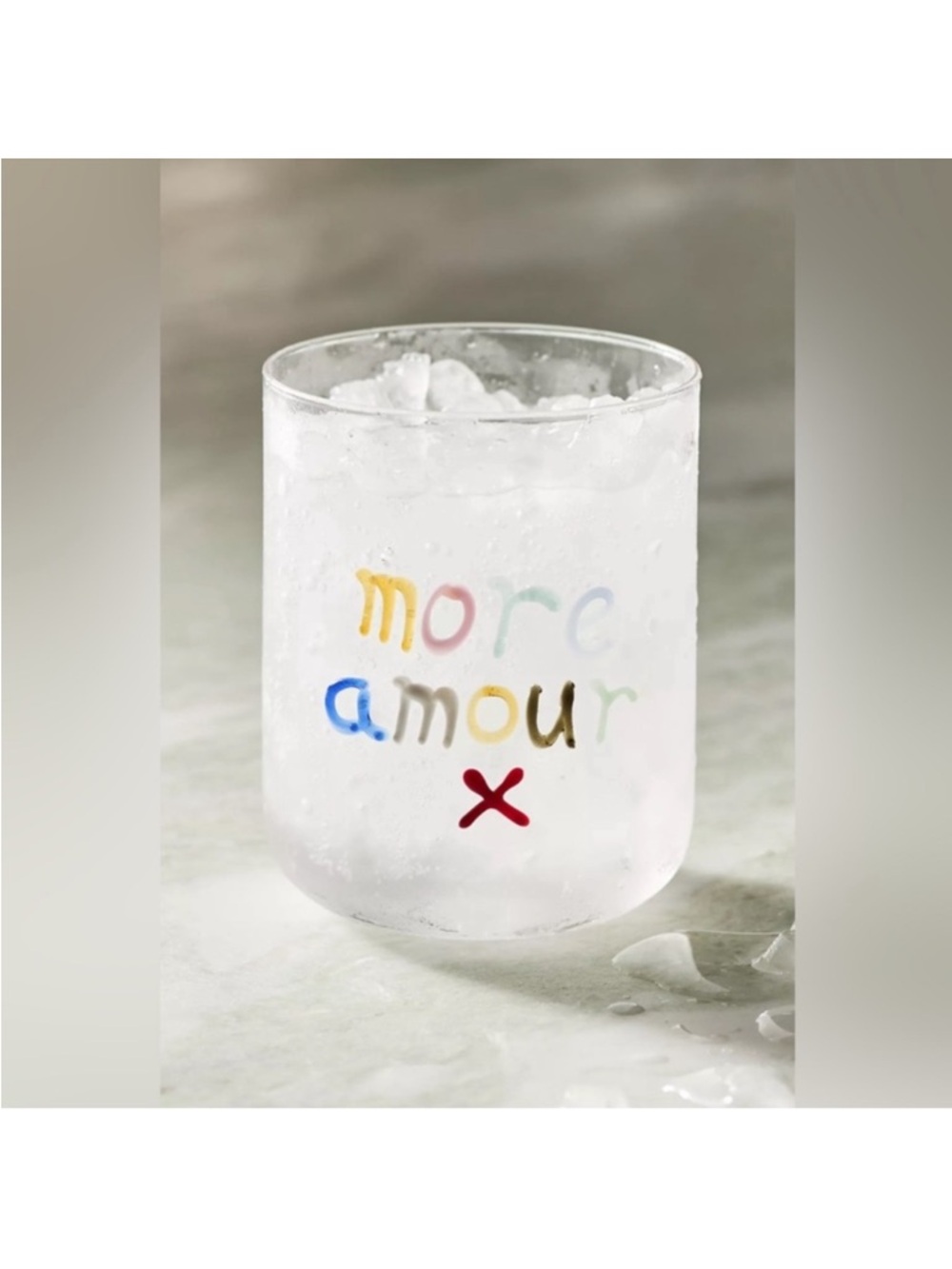 Anthropologie The Love Notes Icon Juice Glass ‘more amour’